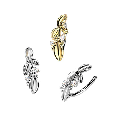 Leaves Hinged Belly Bar 14G