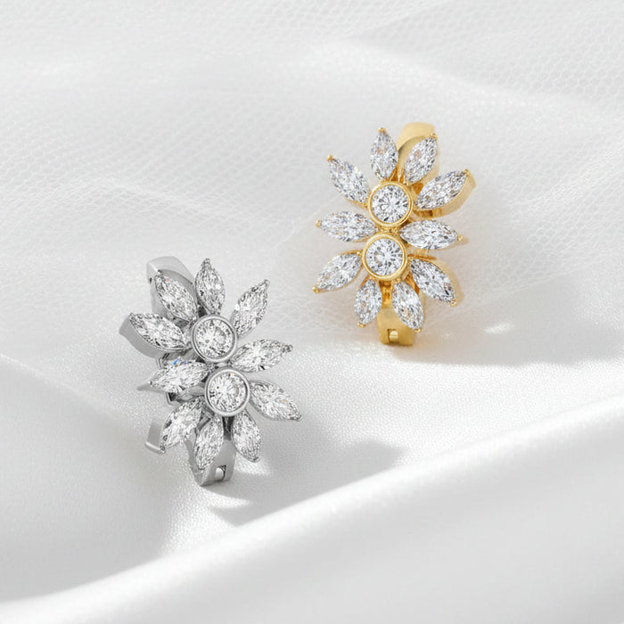 Marquise Cluster Hinged Belly Bar 14G