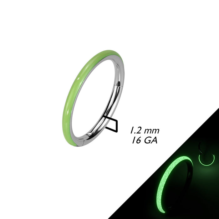 Titanium Side Glow Hinged Ring 16G