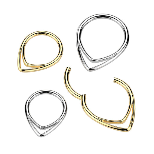 Titanium Double Chevron Hinged Ring - Totally Pierced