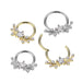 Titanium Shooting Star Hinged Ring – Silver or Gold Solid Titanium with Clear CZ Gems for Septum, Daith & Helix Piercings