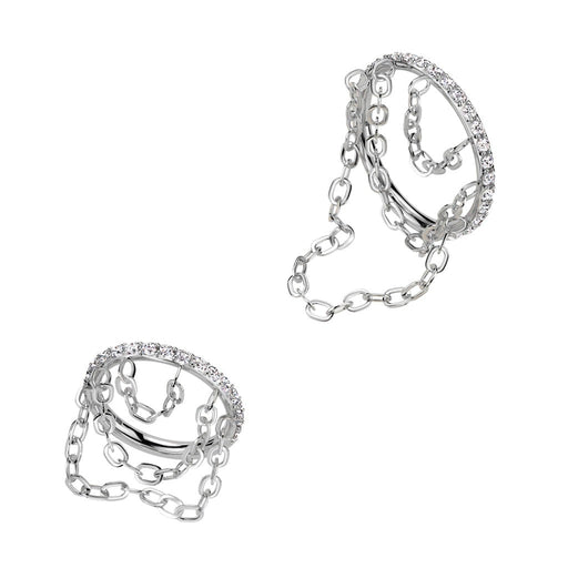 Titanium Side Paved Triple Chain Hinged Ring - Totally Pierced
