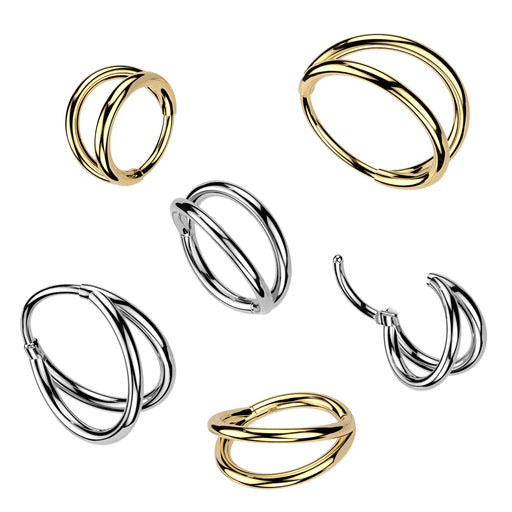 Titanium Double Line Hinged Ring