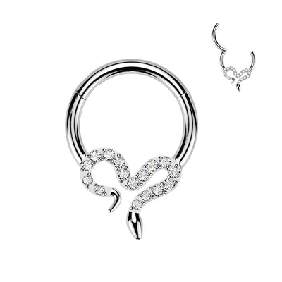 Titanium Paved Snake Hinged Ring