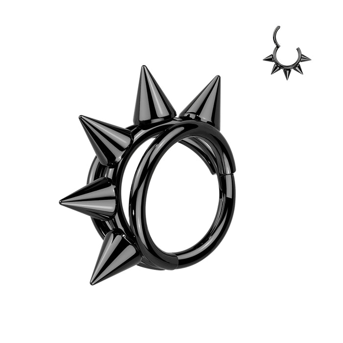 Titanium triple Hoop Spike Hinged Ring