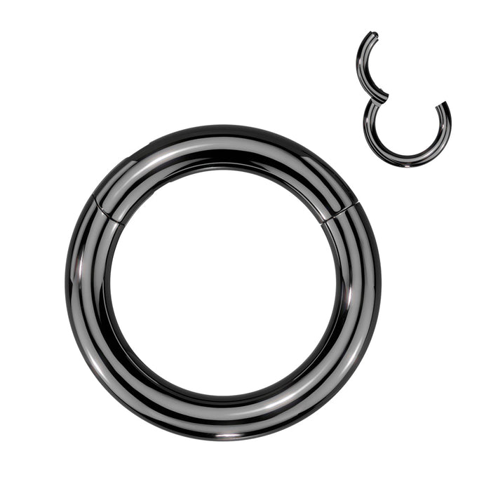 Titanium Large Gauge Hinged Ring Black