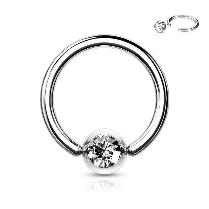 Gem Ball Captive Ring 20G - 14G