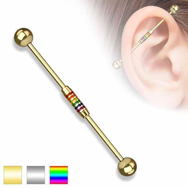 Rainbow Centre Industrial Bar 14G 38mm