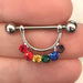Rainbow Gem Nipple Dangle 14G (Single)