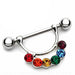 Rainbow Gem Nipple Dangle 14G (Single)