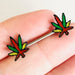 Rasta Pot Leaf Nipple Bar 14G (Single)