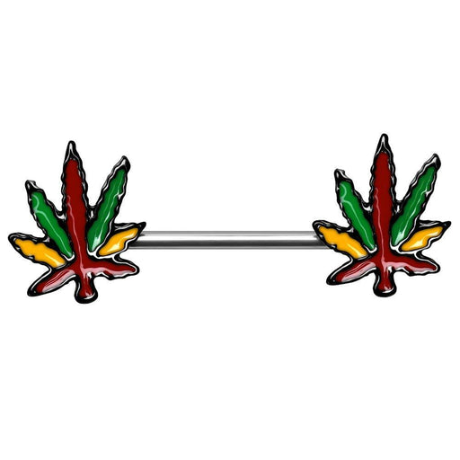 Rasta Pot Leaf Nipple Bar 14G (Single)
