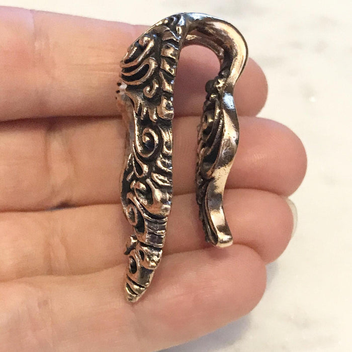 Rose Bronze Filigree Ear Weights PAIR