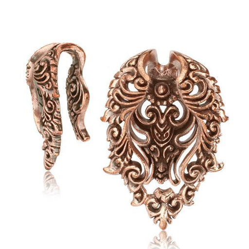 Rose Bronze Filigree Ear Weights PAIR