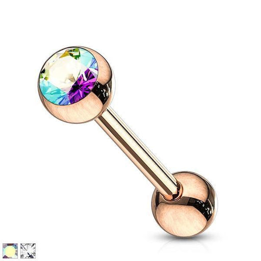 Rose Gold Barbell with Gem 14G