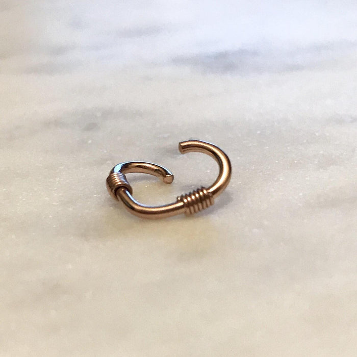 Rose Gold Double Coil Heart Ring 16G
