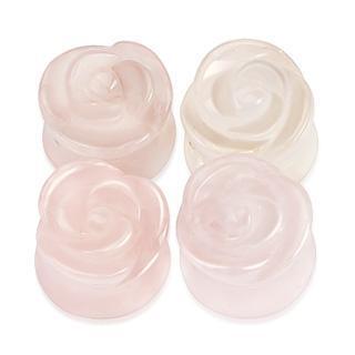Rose Quartz Stone Rose Plug 6mm-20mm