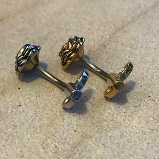 Rose Stem Belly Bar 14G