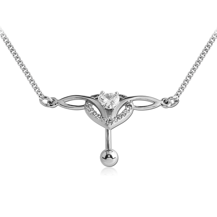 Heart Top Drop Belly Chain 14G