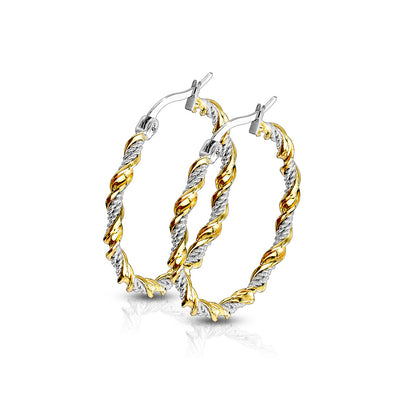 Gold Twisted Hoop Earring Pair