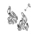 Silver flame-shaped earrings on a white background