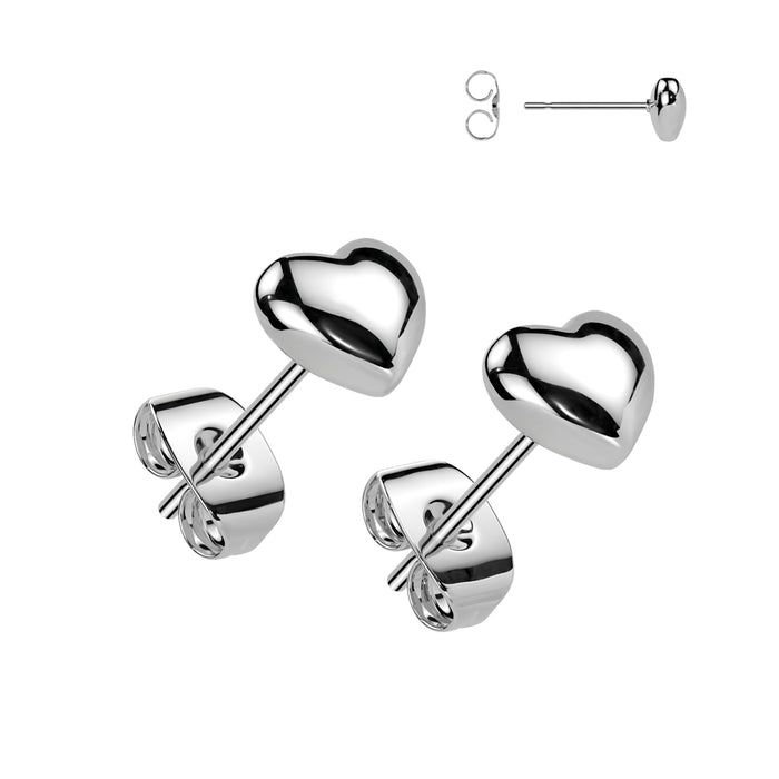 Heart Stud Earrings Pair