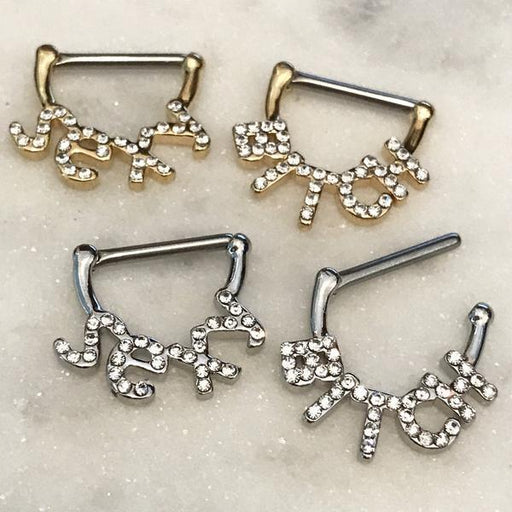 SEXY BITCH Nipple Clicker PAIR 14G