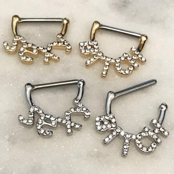 SEXY BITCH Nipple Clicker PAIR 14G