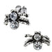 Silver-toned spider-shaped stud earrings with clear rhinestones, shown on a white background with a black post icon and the word 'Post' in the top right.