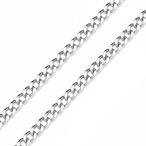 Silver chain necklaces of different designs on a white background