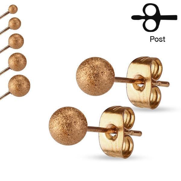 Sand Blasted Ball Earrings Pair