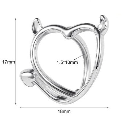 Devil Heart Hinged Belly Bar 14G