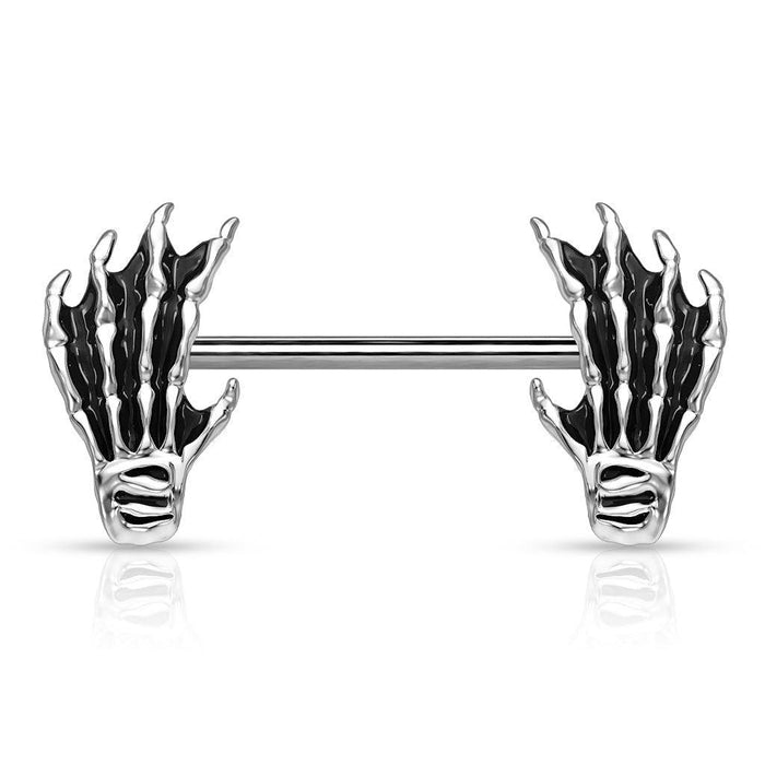 Skeleton Hands Nipple Bar 14G (Single)