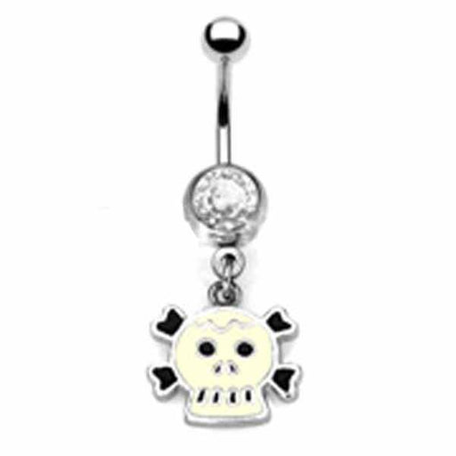 Skull and XBones Belly Bar 14G