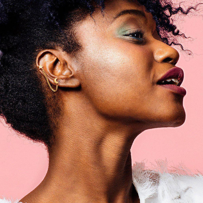 Star and Moon Cartilage Chain 16G