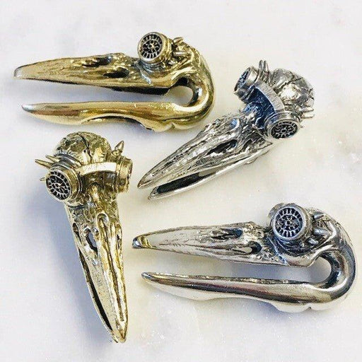Steampunk Crow Skull Ear Weights PAIR