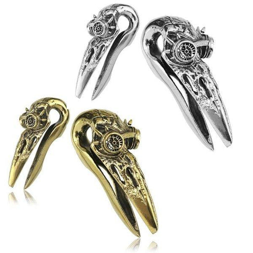 Steampunk Crow Skull Ear Weights PAIR