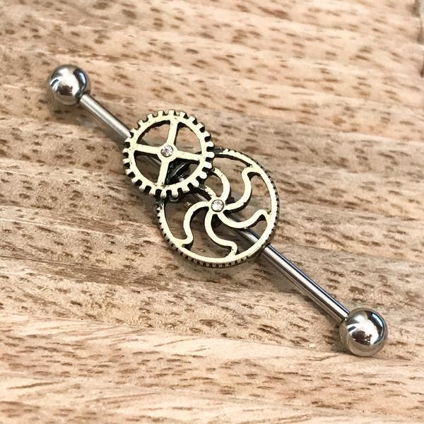 Steampunk Style Industrial 14G 38mm