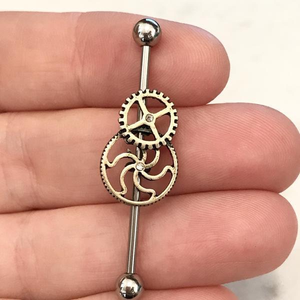 Steampunk Style Industrial 14G 38mm