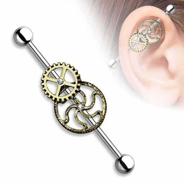 Steampunk Style Industrial 14G 38mm