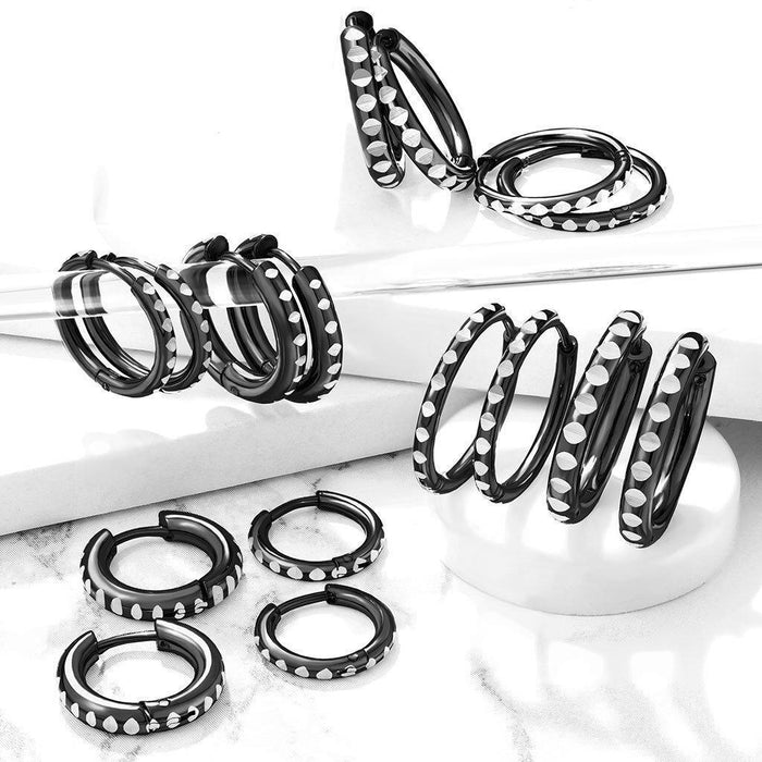 Steel Cut Huggies Earrings Pair