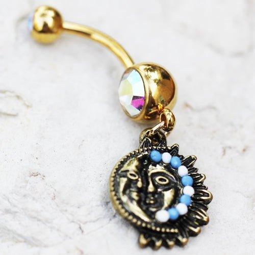 Sun and Moon Belly Bar 14G