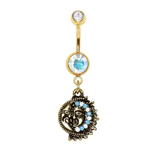 Sun and Moon Belly Bar 14G