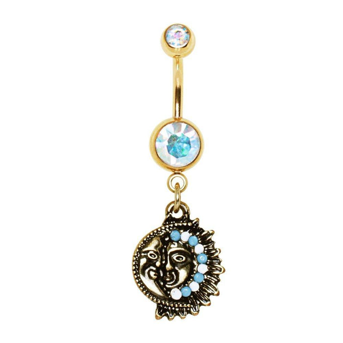 Sun and Moon Belly Bar 14G