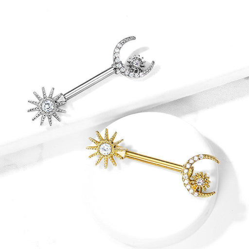 Sun and Moon Nipple Bar 14G