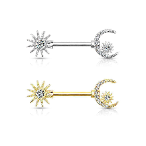 Sun and Moon Nipple Bar 14G