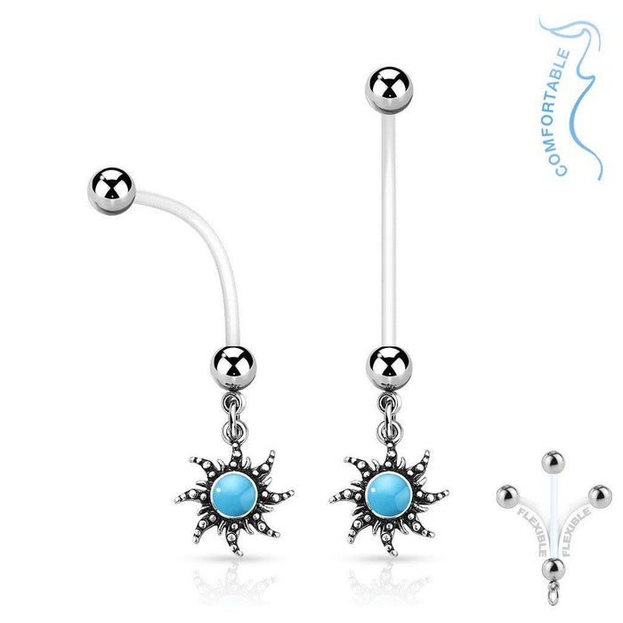 Sunburst Pregnancy Belly Bar 14G