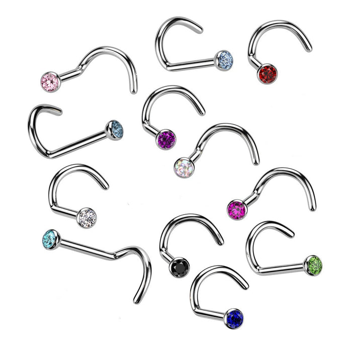 Titanium Gem Nose Screw 20G 18G