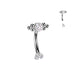 Titanium I.T. Beaded Gem Curve 16G – Silver Solid Titanium with CZ Gems for Eyebrow, Rook & Vertical Labret Piercings