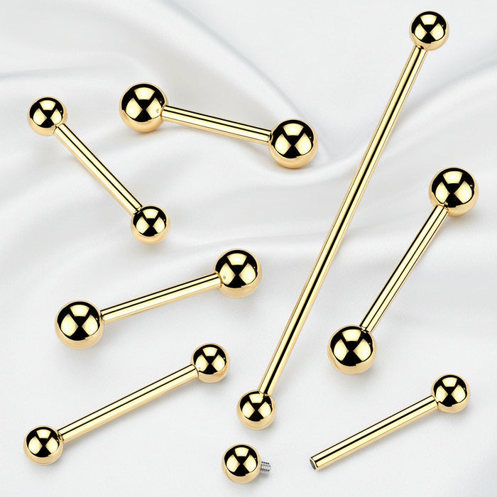 24kt Gold Plated Titanium I.T. Barbell 14G 16G